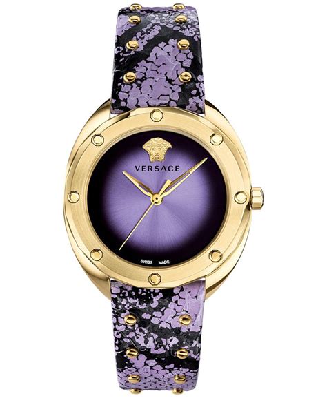 Women's Swiss Shadov Lavender Elaphe Leather Strap Watch 